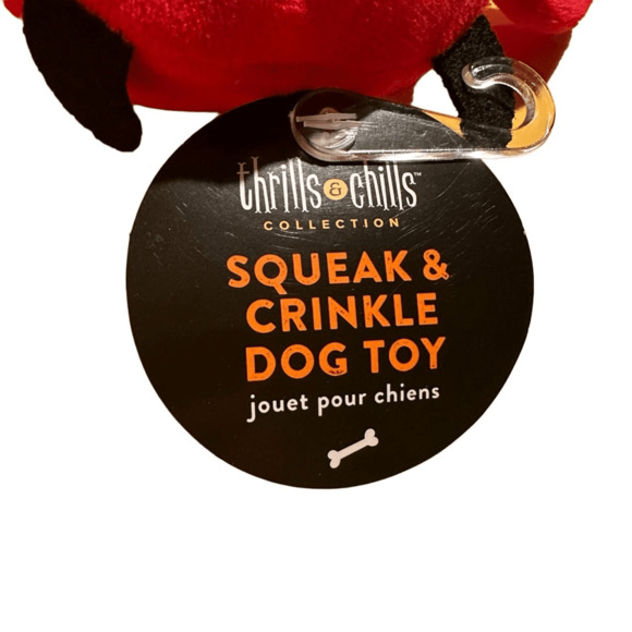 Thrills and Chills Dog Toys Squeak Halloween NWT Set Of 4 Bat Ghost Spider Devil - Picture 2 of 3